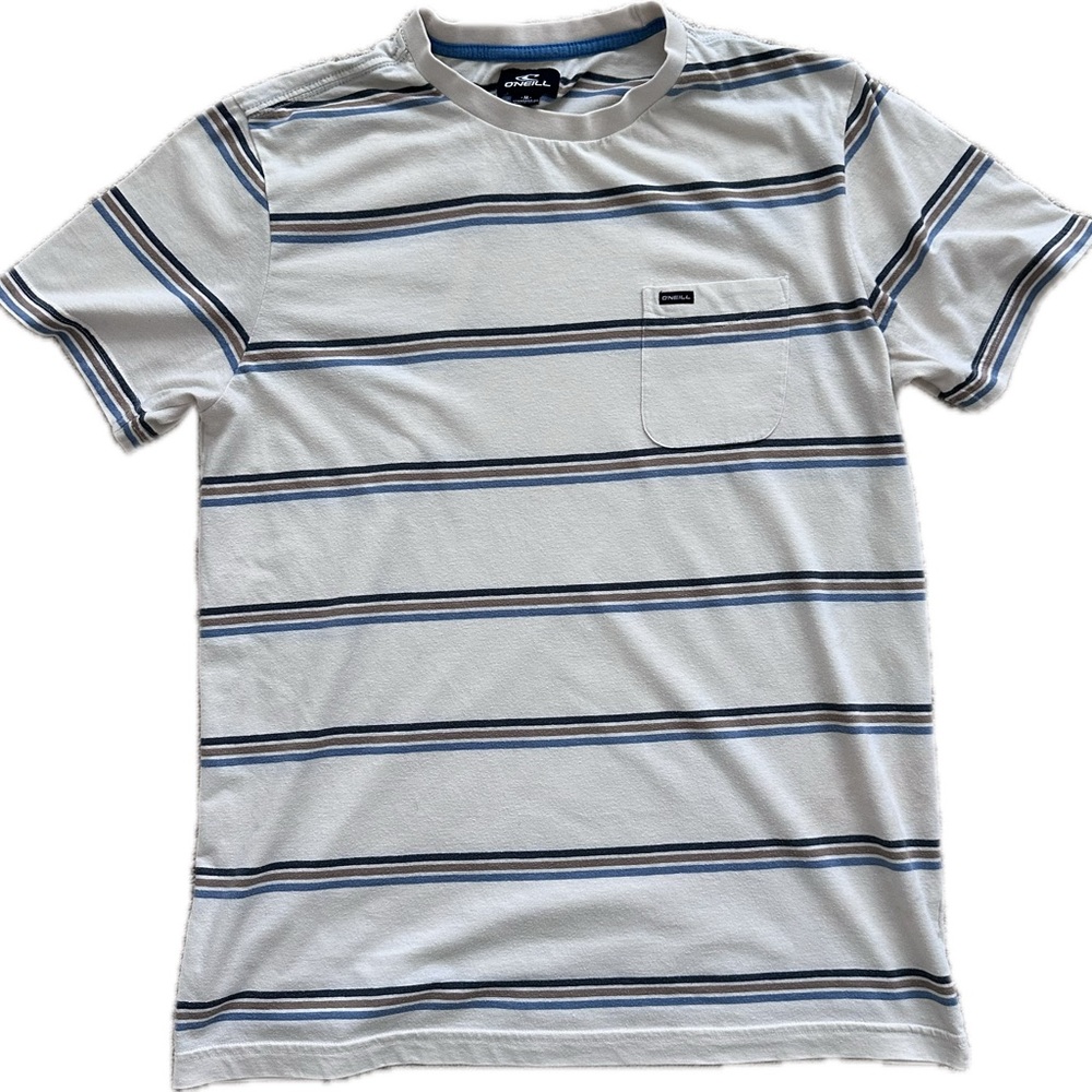 O'Neill Blue and White Striped Short Sleeve Tee